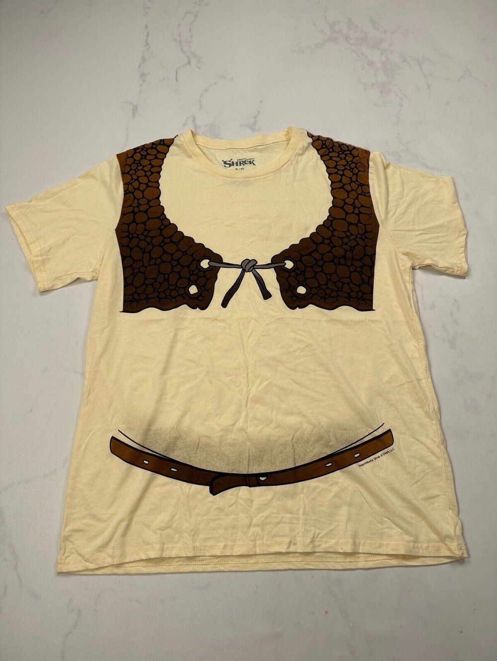 DreamWorks Shrek Graphic Tee Cream 90s VTG Statement Piece - Mens XL